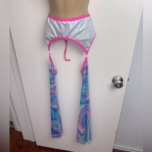 The Lyte Couture X Dolls Kill Pink Blue Midnight Trip Garter Bell Bottoms NWOT S